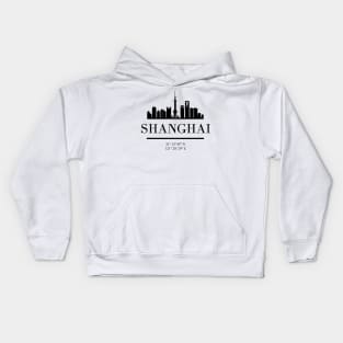 SHANGHAI CHINA BLACK SILHOUETTE SKYLINE ART Kids Hoodie